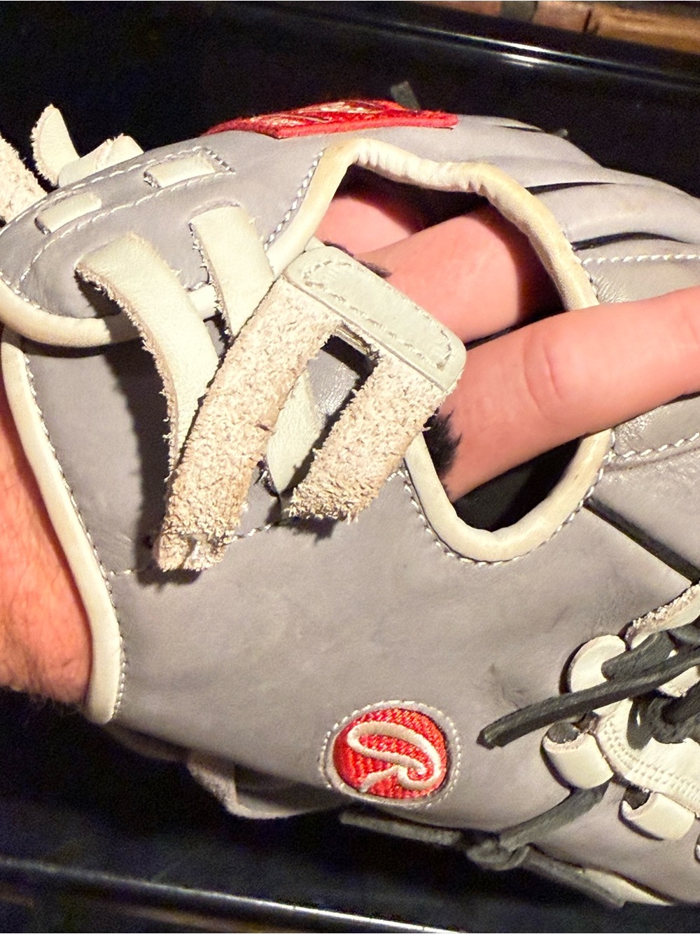 Rawlings GG Elite Series Fastpitch Gray and Cream Leather Glove - Picture 4 of 7